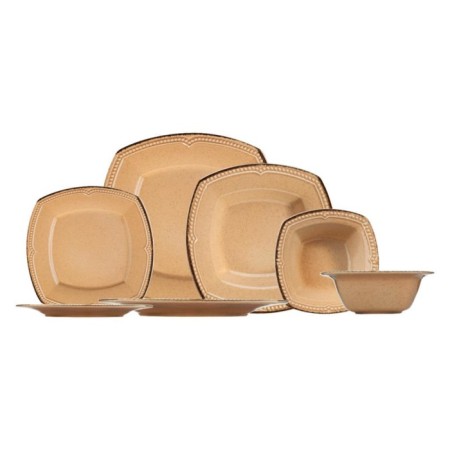 Pearl Porselen Dot Line Yavruağzı 12 Kişilik 48 Parça Kare Yemek Takımı