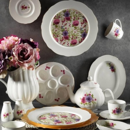 Kütahya Porselen BNILY36KH0309838 Bone İlay 6 Kişilik 36 Parça Yuvarlak Kahvaltı Takımı