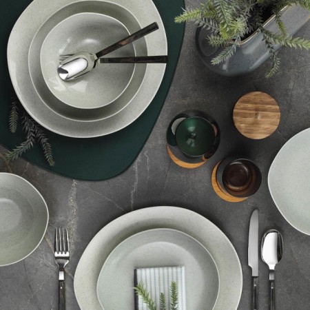 Pearl Porselen Soho Yeşil 6 Kişilik 24 Parça Yuvarlak Yemek Takımı SOH24Y2730P03