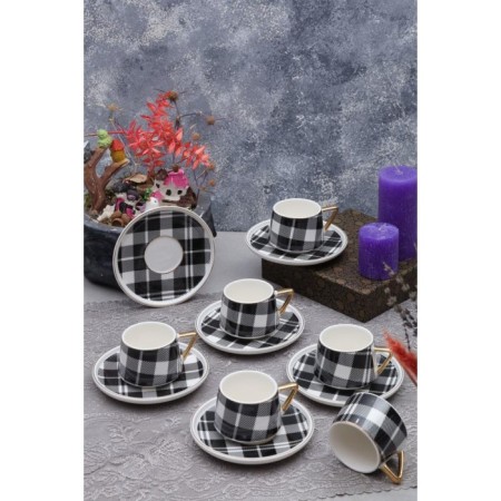 Arow Porselen 6 Kişilik 12 Parça Kahve Fincan Takımı DC1.TR-3377