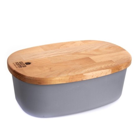 Parlak Ultraform Bambu Kapak Ekmek Kutusu Gri