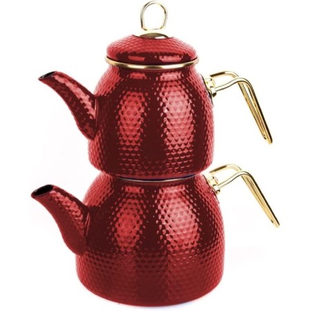 Bambum Crystal Selection Dot Emaye Kırmızı Çaydanlık