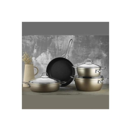 Kütahya FLR07TSGRNGLD Flora 7 Parça Tencere Takımı Krem-Gold