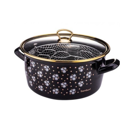 Bambum Darky Kızartma Tenceresi Siyah Flower 22 Cm B5615