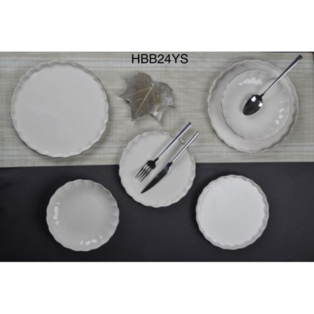 Farika Porselen 1KHBB24YS01Y01YZ002 Habbe Platin 6 Kişilik 24 Parça Yemek Takımı