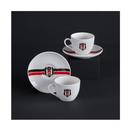 Neva Beşiktaş Lisanslı Çizgili 2'Li Çay Fincan Takımı N3427