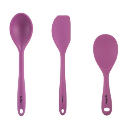 Tantitoni Vişne 3'Lü Silikon Büyük Kaşık ve Pilav Kaşığı ve Spatula Seti SET3SKPV