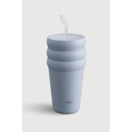 Stevıg 3 Bubble Two-Cap Straw Tumbler Çelik Termos 600 Ml Zen Blue ST-246