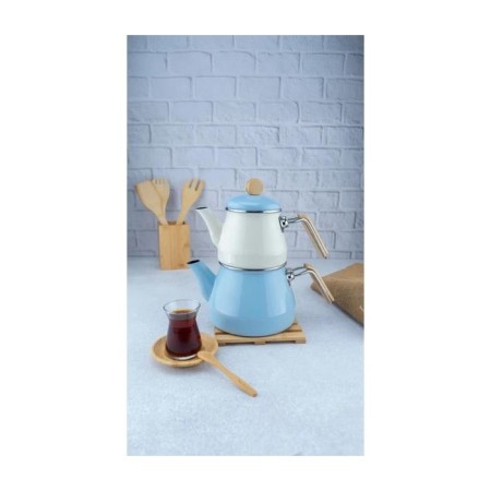 Bambum Lumino Bambu Kulplu Çaydanlık Takımı Mavi B6087