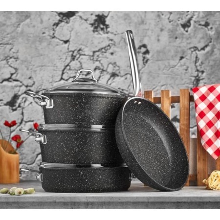 Falez Black Line 7 Parça Tencere Seti BLN 3001