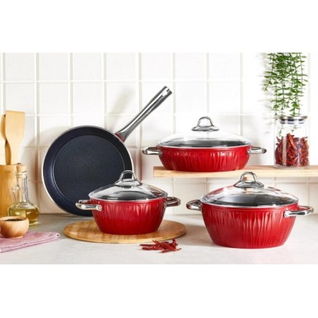 Falez Markiz 7 Parça Tencere Takımı Kırmızı MKZ1002
