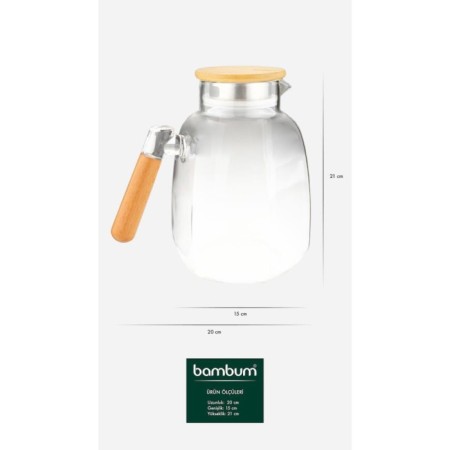 Bambum Care Bambu Kapaklı Cam Sürahi B6404