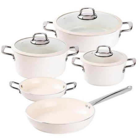 Tantitoni Deluxe Seramik 8 Parça Tencere Takımı Krem SRSET8KR