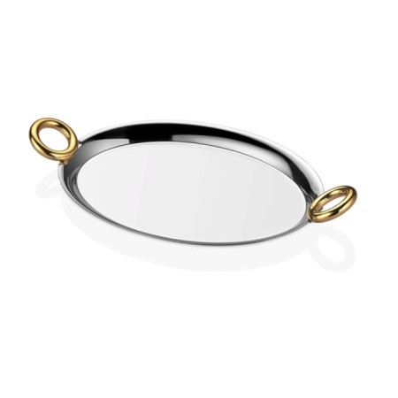 Arow Gold Kulplu Oval Kahve Tepsi TR-4562