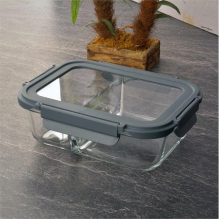 Tohana Kilitli Cam Kapaklı 2 Bölmeli Saklama Kabı 1000 Ml THN84565