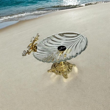 Maxx Doria 3088 Liva Cam Çift Beyaz Tropik Gold Pasta Tabağı Ayaklı