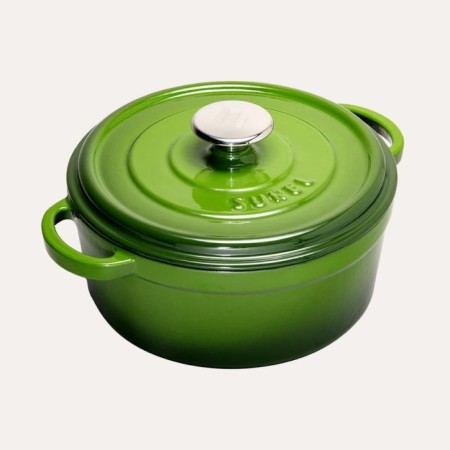 Sürel Mat Emayeli Degrade Koyu Yeşil 24 Cm Yuvarlak Döküm Tencere