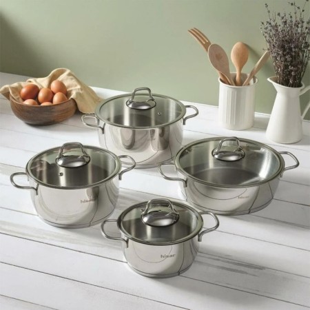 Hisar Teos 8 Parça Çelik Metal Saplı Tencere Seti