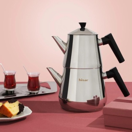 Hisar Heybeli Plus Maxi Siyah Çaydanlık Takımı