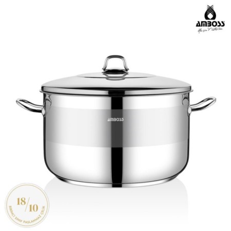 Amboss Saphire 32 Cm Derin Çelik Tencere Çelik Kapaklı SAP-2124