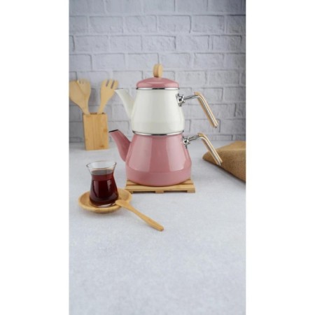 Bambum Lumino Bambu Kulplu Çaydanlık Takımı Pembe B6085