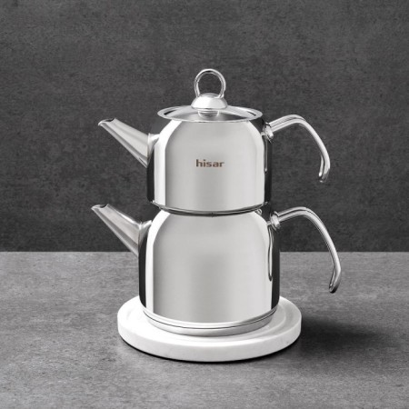 Hisar Satürn Midi Çaydanlık Metal Kulp Cam Kapak