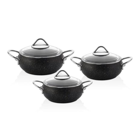 Falez Black Line 6 Parça Güveç Midi Tencere Takımı BLN3040