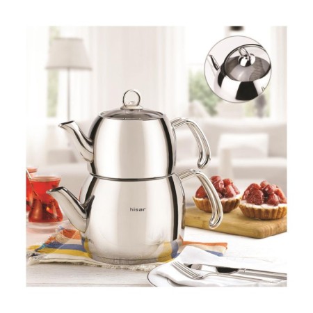 Hisar Mercury Cam Kapaklı Büyük Çaydanlık Takımı