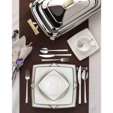 Hisar Nevada Fine Bone China 12 Kişilik 85 Parça Kare Yemek Takımı