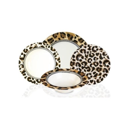 Sembol Valery Leopar Desen 6 Kişilik 24 Parça Yemek Takımı VALERY-0024-19