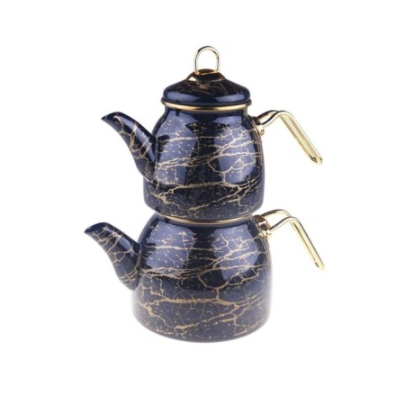 Taşev Kanuni Siyah Mermer Desenli Çaydanlık Takımı T3944