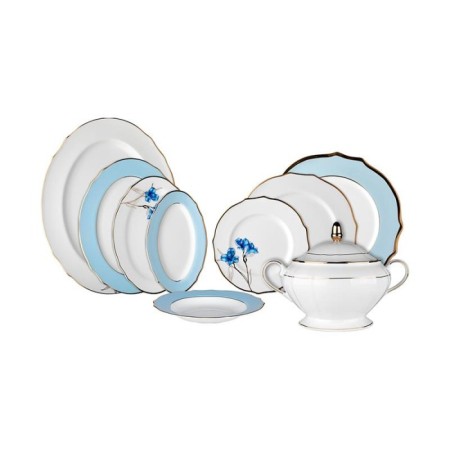 Evaliza Poetica Buket Mavi 12 Kişilik 61 Parça Yemek Takımı (22511)