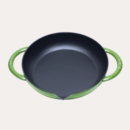 Parlak Mat Emayeli Degrade Koyu Yeşil 24 Cm Yuvarlak Düz Sahan