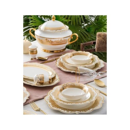 Queen Elizabeth Alessıa Emboss Gold 12 Kişilik 60 Parça Yemek Takımı GBY-06255