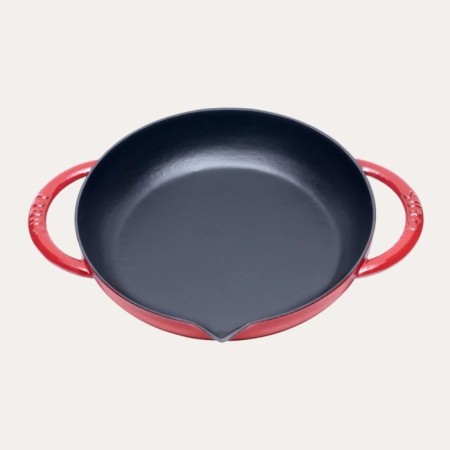 Parlak Mat Emayeli Degrade Kırmızı 24 Cm Yuvarlak Düz Sahan