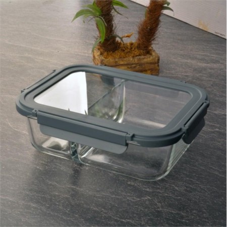 Tohana Kilitli Cam Kapaklı 2 Bölmeli Saklama Kabı 1500 Ml THN84575