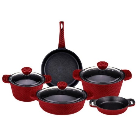 Bambum Giza 8 Parça Granit Tencere Takımı Kırmızı B5568