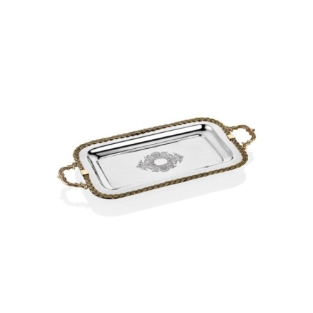 Lamedore Black Pearl Halatlı Kulplu Dikdörtgen Tepsi Küçük 1MG-15642R