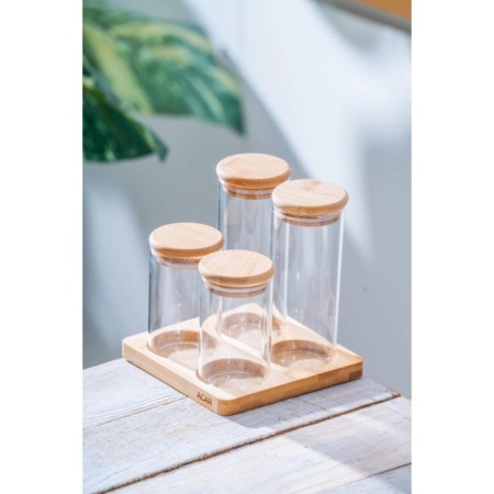 Acar Malıbu 4'Lü Bambu Standlı Baharatlık LND-07563
