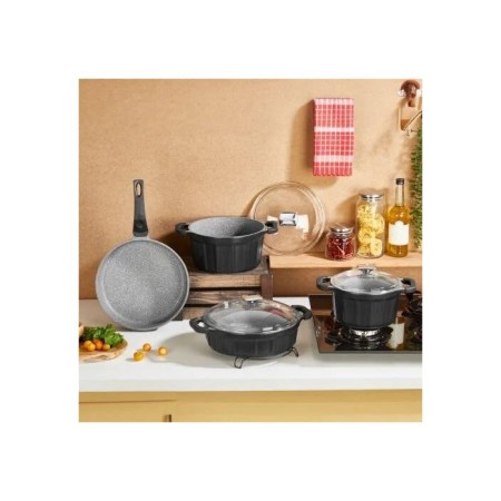 Amboss Pasific 7 Parça Döküm Tencere Takımı Siyah PAR-1356