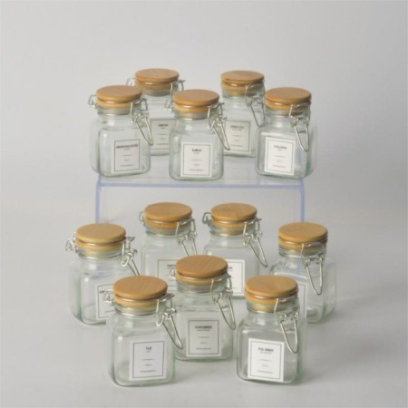 Tohana Bambu Kapaklı Kelepçeli 12'Li Cam Baharatlık THN86127