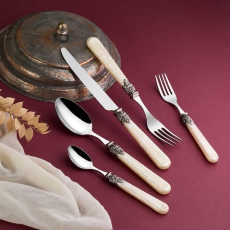 Arow Fortuna 6 Kişilik 30 Parça Çatal Kaşık Bıçak Takımı Bej-Gümüş TR-7020