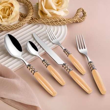 Arow Fortuna 6 Kişilik 30 Parça Çatal Kaşık Bıçak Takımı Şampanya-Gümüş TR-7021