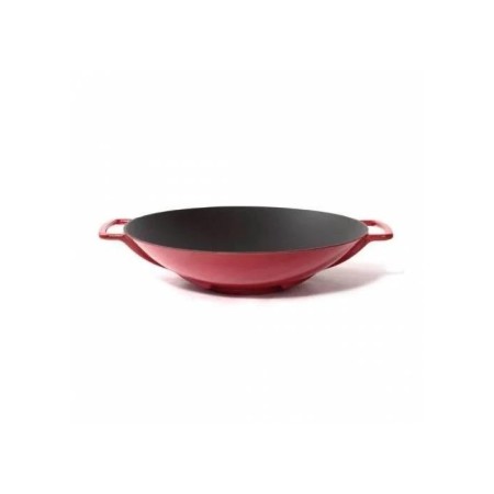 Parlak Mat Emayeli Degrade Kırmızı 35 Cm Yuvarlak Wok Tava