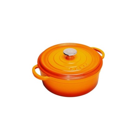 Parlak Mat Emayeli Degrade Turuncu 28 Cm Yuvarlak Tencere