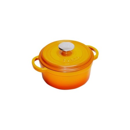 Parlak Mat Emayeli Degrade Turuncu 20 Cm Yuvarlak Tencere