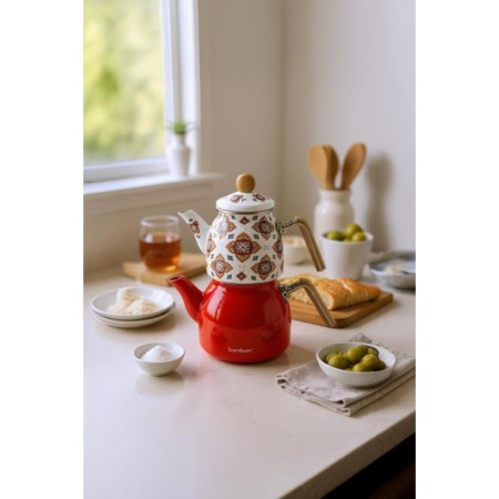 Bambum Unique Bambu Kulplu Çaydanlık Takımı Turuncu B6558