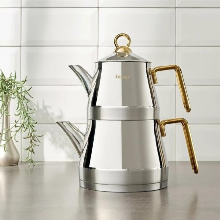 Hisar Orlando Midi Titanyum Gold Metal Kulp Çaydanlık