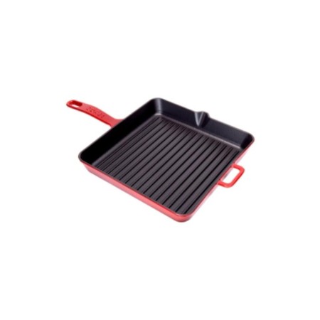 Sürel Mat Emayeli Degrade Kırmızı 30*30 Cm Kare Döküm Izgara Tava