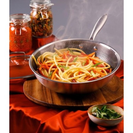 Maxx Doria Steel Fusion 28 Cm Kapaklı Wok Tava PA3009